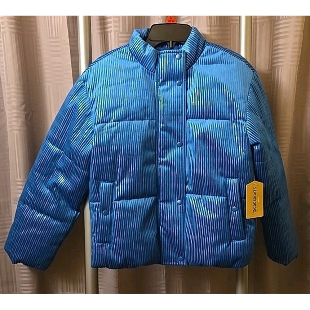 ThereAbouts M 12/14 Fleece Lined Full Zip Girls Puffer Coat Winter‎ Jacket Blue